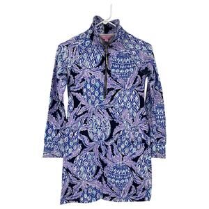 Lilly Pulitzer Skipper Popover Long Sleeve Dress Coca Safari Lilac UPF 50 XXS